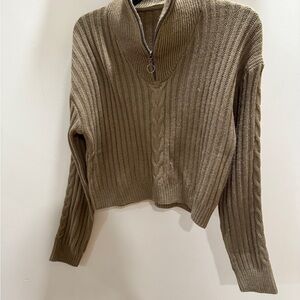 SHEIN Brown Cable Knit Turtleneck Sweater